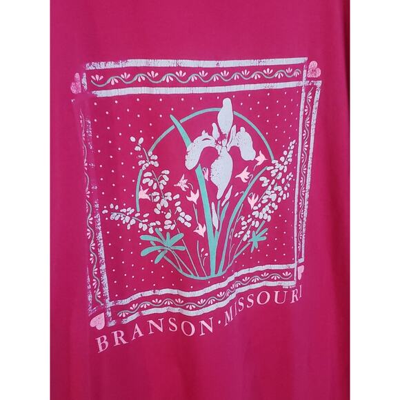 Jerzees 100% Combed Cotton Branson Missouri T-Shirt Mens XL Pink Made In USA - Picture 2 of 7